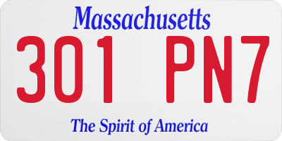 MA license plate 301PN7