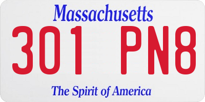MA license plate 301PN8