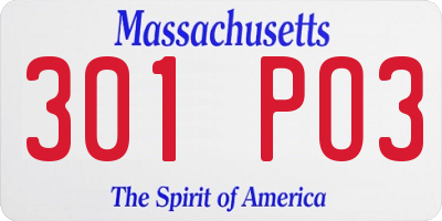 MA license plate 301PO3