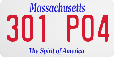 MA license plate 301PO4