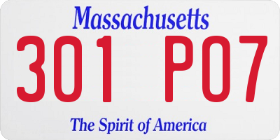 MA license plate 301PO7