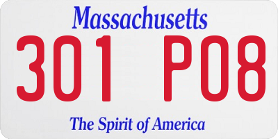 MA license plate 301PO8
