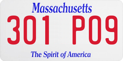 MA license plate 301PO9