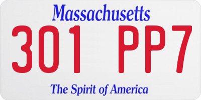 MA license plate 301PP7