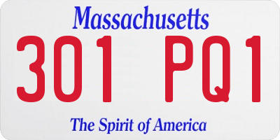 MA license plate 301PQ1