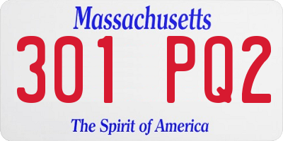 MA license plate 301PQ2