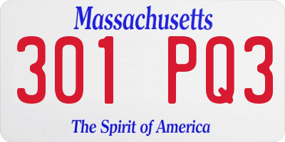 MA license plate 301PQ3