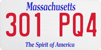 MA license plate 301PQ4