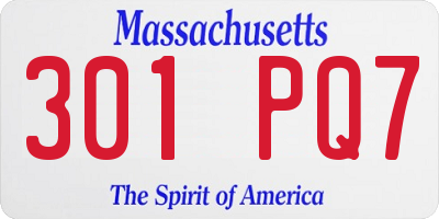 MA license plate 301PQ7