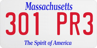 MA license plate 301PR3