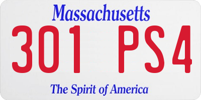 MA license plate 301PS4