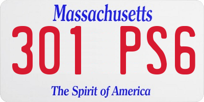 MA license plate 301PS6