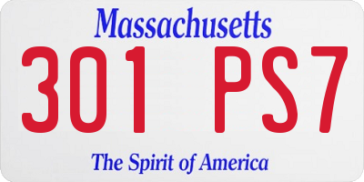 MA license plate 301PS7