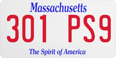 MA license plate 301PS9