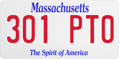 MA license plate 301PT0