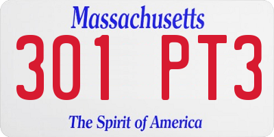 MA license plate 301PT3