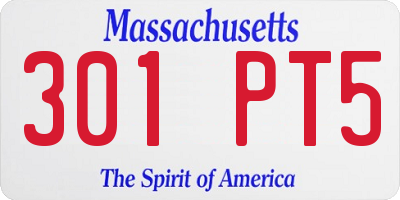 MA license plate 301PT5