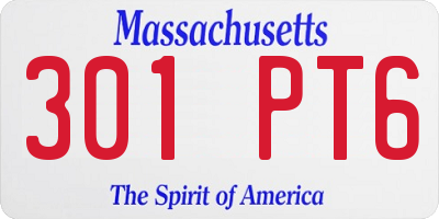 MA license plate 301PT6