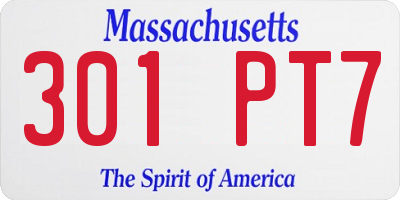 MA license plate 301PT7