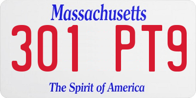 MA license plate 301PT9
