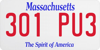 MA license plate 301PU3