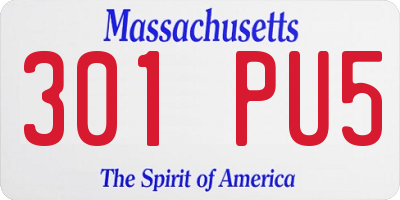 MA license plate 301PU5