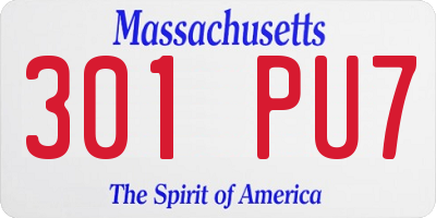 MA license plate 301PU7