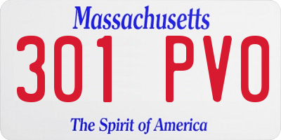 MA license plate 301PV0