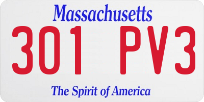 MA license plate 301PV3