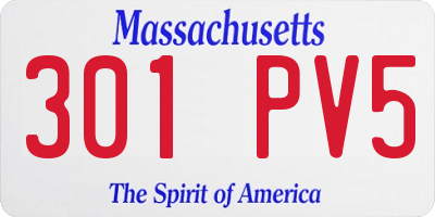 MA license plate 301PV5