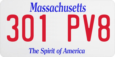 MA license plate 301PV8