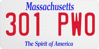 MA license plate 301PW0