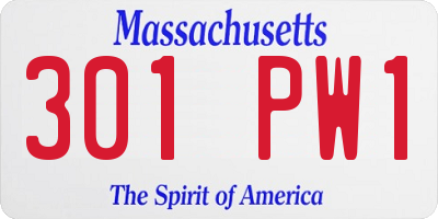 MA license plate 301PW1