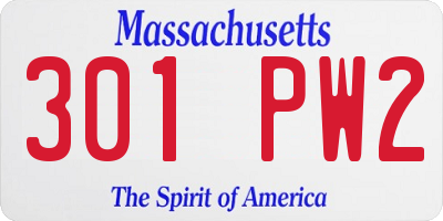 MA license plate 301PW2