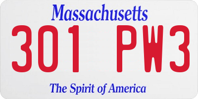 MA license plate 301PW3