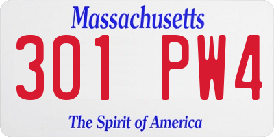 MA license plate 301PW4
