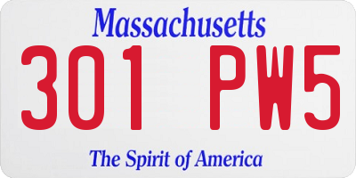 MA license plate 301PW5