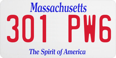MA license plate 301PW6