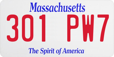 MA license plate 301PW7