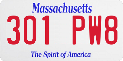 MA license plate 301PW8
