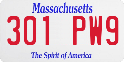 MA license plate 301PW9