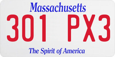 MA license plate 301PX3