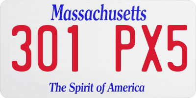 MA license plate 301PX5
