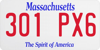 MA license plate 301PX6
