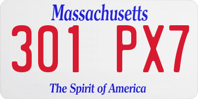 MA license plate 301PX7