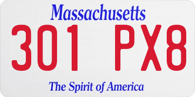 MA license plate 301PX8
