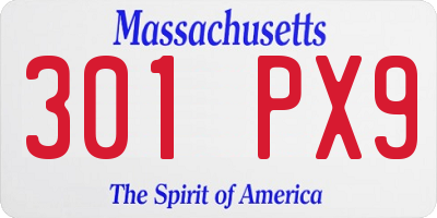 MA license plate 301PX9