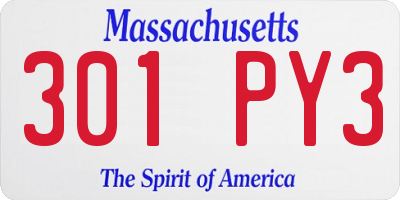 MA license plate 301PY3