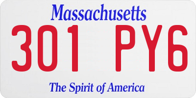 MA license plate 301PY6