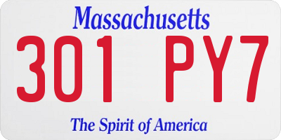 MA license plate 301PY7